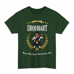 ScotsTee Shop Scottish Urquhart Clan Tartan T-Shirt - Motto Scotsman