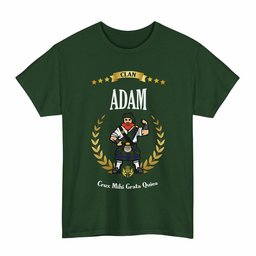 ScotsTee Shop Scottish Adam Clan Tartan T-Shirt - Motto Scotsman