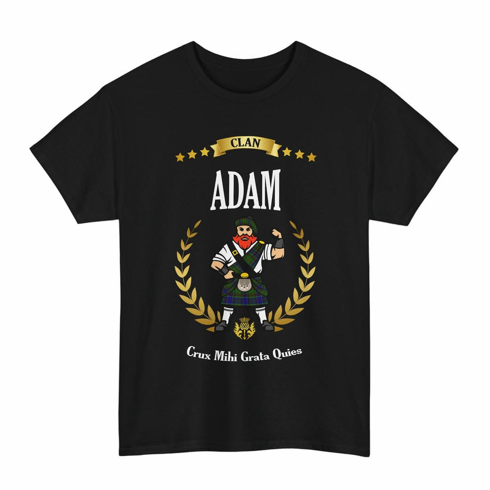 ScotsTee Shop Scottish Adam Clan Tartan T-Shirt - Motto Scotsman