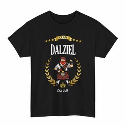 ScotsTee Shop Scottish Dalziel Clan Tartan T-Shirt - Motto Scotsman