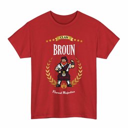ScotsTee Shop Scottish Broun Clan Tartan T-Shirt - Motto Scotsman