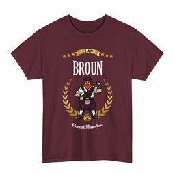 ScotsTee Shop Scottish Broun Clan Tartan T-Shirt - Motto Scotsman