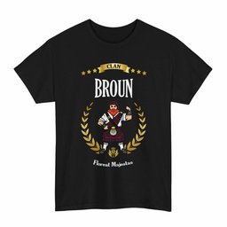 ScotsTee Shop Scottish Broun Clan Tartan T-Shirt - Motto Scotsman