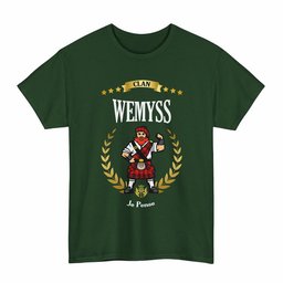 ScotsTee Shop Scottish Wemyss Clan Tartan T-Shirt - Motto Scotsman