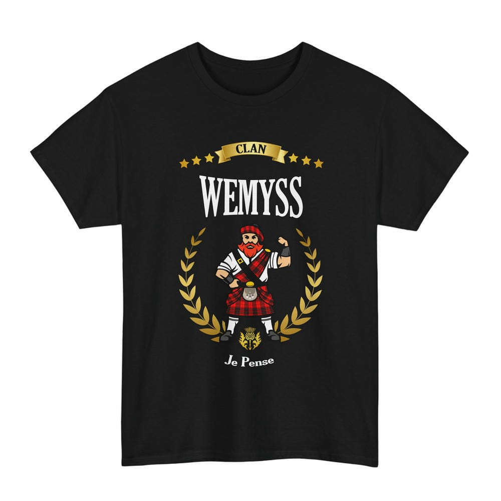 ScotsTee Shop Scottish Wemyss Clan Tartan T-Shirt - Motto Scotsman