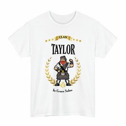 ScotsTee Shop Scottish Taylor Clan Tartan T-Shirt - Motto Scotsman