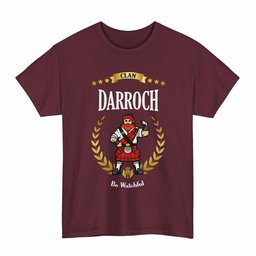 ScotsTee Shop Scottish Darroch (Gourock) Clan Tartan T-Shirt - Motto Scotsman