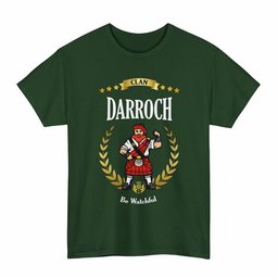 ScotsTee Shop Scottish Darroch (Gourock) Clan Tartan T-Shirt - Motto Scotsman