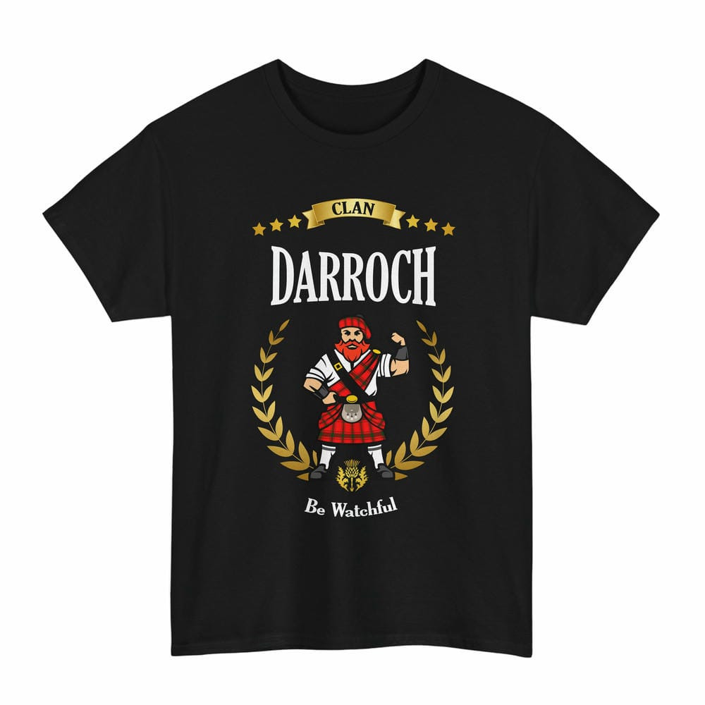 ScotsTee Shop Scottish Darroch (Gourock) Clan Tartan T-Shirt - Motto Scotsman
