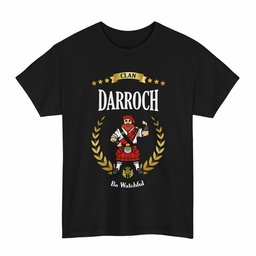 ScotsTee Shop Scottish Darroch (Gourock) Clan Tartan T-Shirt - Motto Scotsman