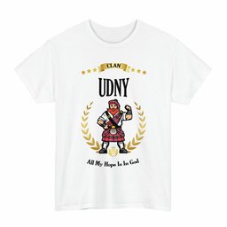 ScotsTee Shop Scottish Udny Clan Tartan T-Shirt - Motto Scotsman