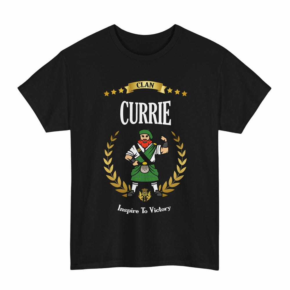 ScotsTee Shop Scottish Currie Clan Tartan T-Shirt - Motto Scotsman