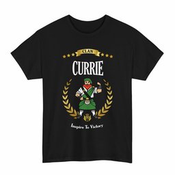ScotsTee Shop Scottish Currie Clan Tartan T-Shirt - Motto Scotsman