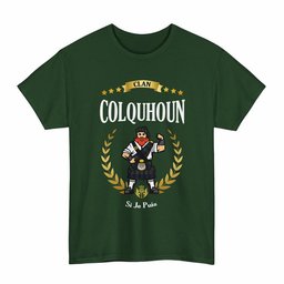 ScotsTee Shop Scottish Colquhoun Clan Tartan T-Shirt - Motto Scotsman