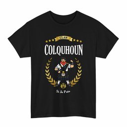 ScotsTee Shop Scottish Colquhoun Clan Tartan T-Shirt - Motto Scotsman
