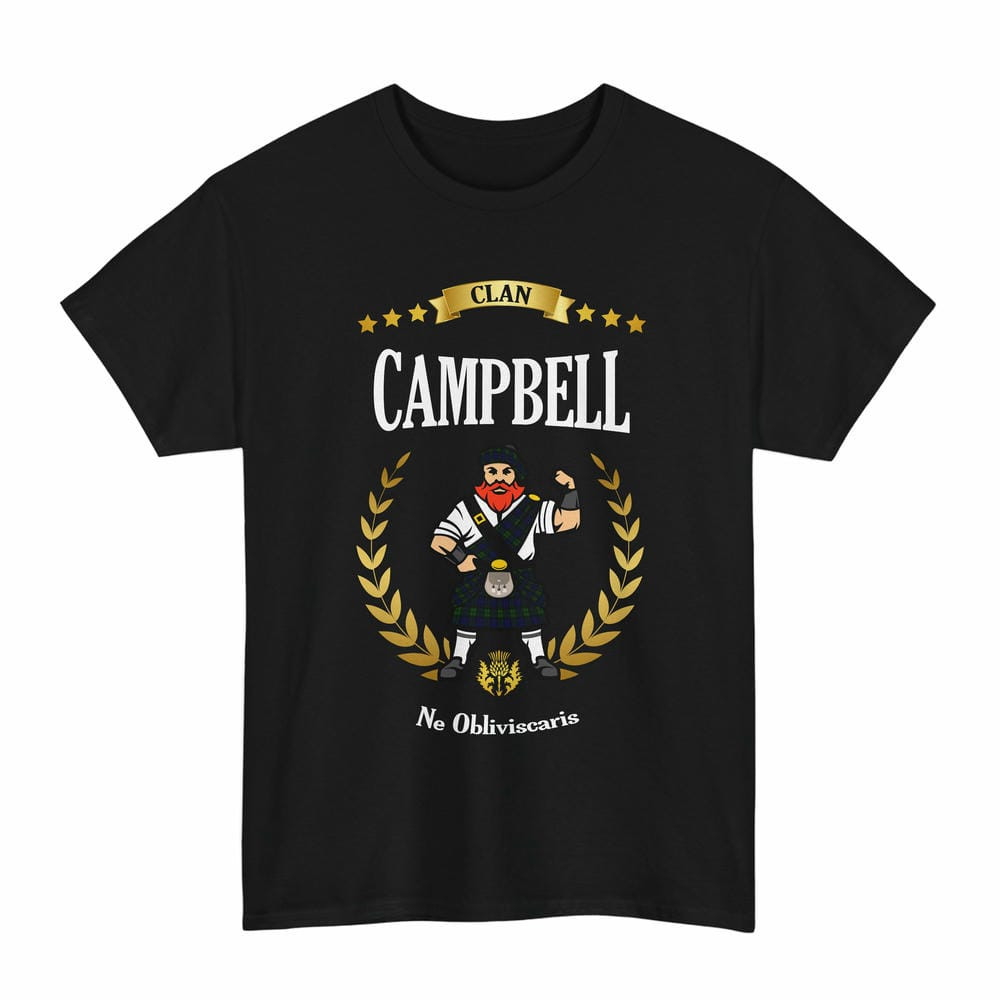 ScotsTee Shop Scottish Campbell Clan Tartan T-Shirt - Motto Scotsman