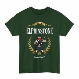 ScotsTee Shop Scottish Elphinstone Clan Tartan T-Shirt - Motto Scotsman