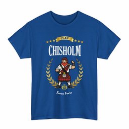 ScotsTee Shop Scottish Chisholm Clan Tartan T-Shirt - Motto Scotsman