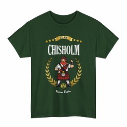 ScotsTee Shop Scottish Chisholm Clan Tartan T-Shirt - Motto Scotsman