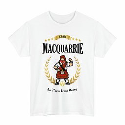 ScotsTee Shop Scottish MacQuarrie Clan Tartan T-Shirt - Motto Scotsman