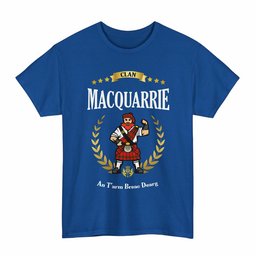 ScotsTee Shop Scottish MacQuarrie Clan Tartan T-Shirt - Motto Scotsman