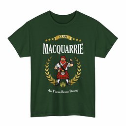 ScotsTee Shop Scottish MacQuarrie Clan Tartan T-Shirt - Motto Scotsman