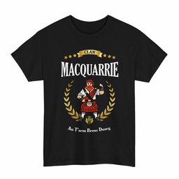 ScotsTee Shop Scottish MacQuarrie Clan Tartan T-Shirt - Motto Scotsman