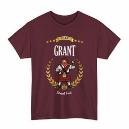 ScotsTee Shop Scottish Grant Clan Tartan T-Shirt - Motto Scotsman