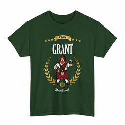 ScotsTee Shop Scottish Grant Clan Tartan T-Shirt - Motto Scotsman