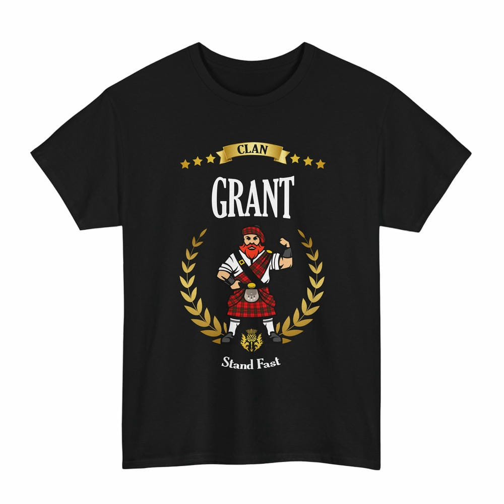 ScotsTee Shop Scottish Grant Clan Tartan T-Shirt - Motto Scotsman