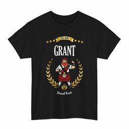 ScotsTee Shop Scottish Grant Clan Tartan T-Shirt - Motto Scotsman