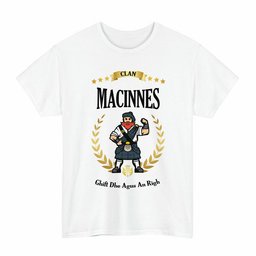 ScotsTee Shop Scottish MacInnes Clan Tartan T-Shirt - Motto Scotsman