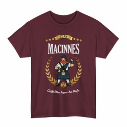 ScotsTee Shop Scottish MacInnes Clan Tartan T-Shirt - Motto Scotsman