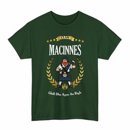 ScotsTee Shop Scottish MacInnes Clan Tartan T-Shirt - Motto Scotsman