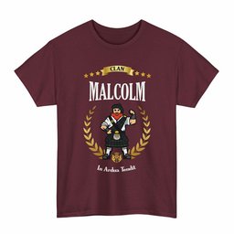 ScotsTee Shop Scottish Malcolm (or MacCallum) Clan Tartan T-Shirt - Motto Scotsman
