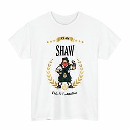ScotsTee Shop Scottish Shaw (of Tordarroch) Clan Tartan T-Shirt - Motto Scotsman
