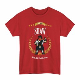 ScotsTee Shop Scottish Shaw (of Tordarroch) Clan Tartan T-Shirt - Motto Scotsman