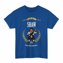 ScotsTee Shop Scottish Shaw (of Tordarroch) Clan Tartan T-Shirt - Motto Scotsman
