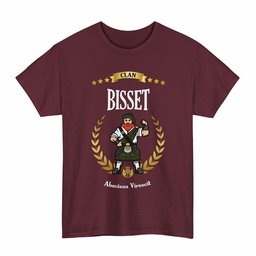 ScotsTee Shop Scottish Bisset Clan Tartan T-Shirt - Motto Scotsman