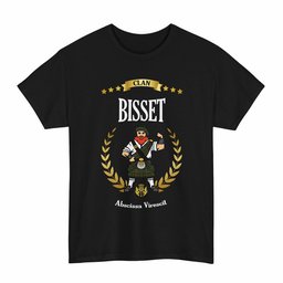 ScotsTee Shop Scottish Bisset Clan Tartan T-Shirt - Motto Scotsman