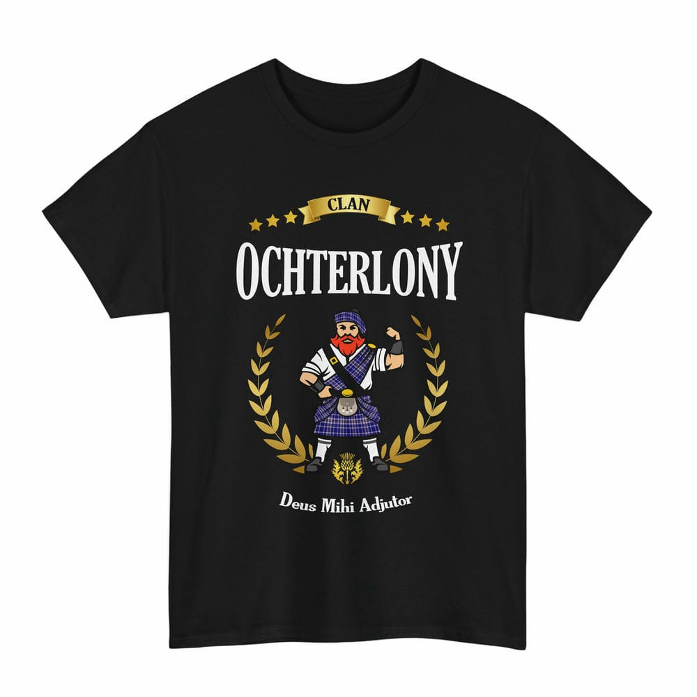 ScotsTee Shop Scottish Ochterlony Clan Tartan T-Shirt - Motto Scotsman