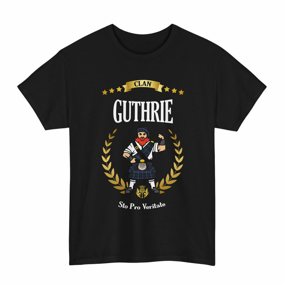 ScotsTee Shop Scottish Guthrie Clan Tartan T-Shirt - Motto Scotsman