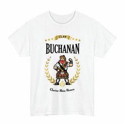 ScotsTee Shop Scottish Buchanan Clan Tartan T-Shirt - Motto Scotsman