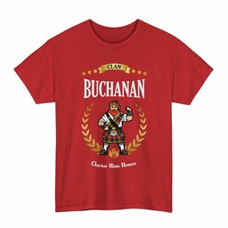 ScotsTee Shop Scottish Buchanan Clan Tartan T-Shirt - Motto Scotsman