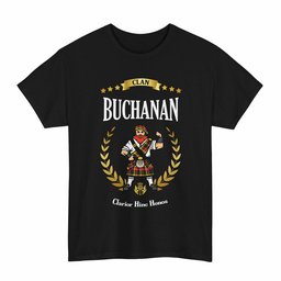 ScotsTee Shop Scottish Buchanan Clan Tartan T-Shirt - Motto Scotsman