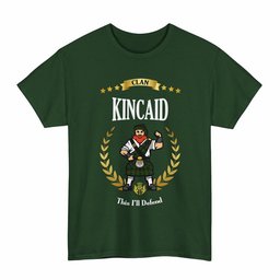 ScotsTee Shop Scottish Kincaid Clan Tartan T-Shirt - Motto Scotsman