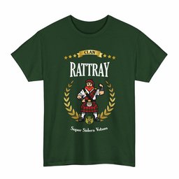 ScotsTee Shop Scottish Rattray Clan Tartan T-Shirt - Motto Scotsman