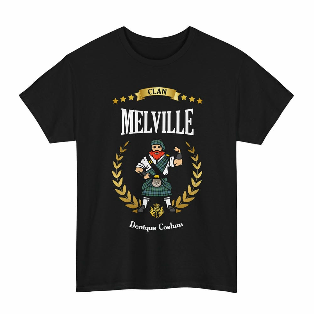 ScotsTee Shop Scottish Melville Clan Tartan T-Shirt - Motto Scotsman