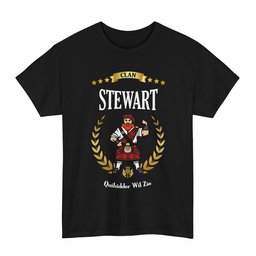 ScotsTee Shop Scottish Stewart (of Appin) Clan Tartan T-Shirt - Motto Scotsman
