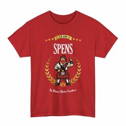 ScotsTee Shop Scottish Spens (or Spence) Clan Tartan T-Shirt - Motto Scotsman